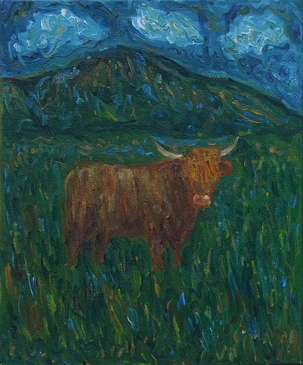 One Heilan Coo - Oil on canvas - 20x25cm